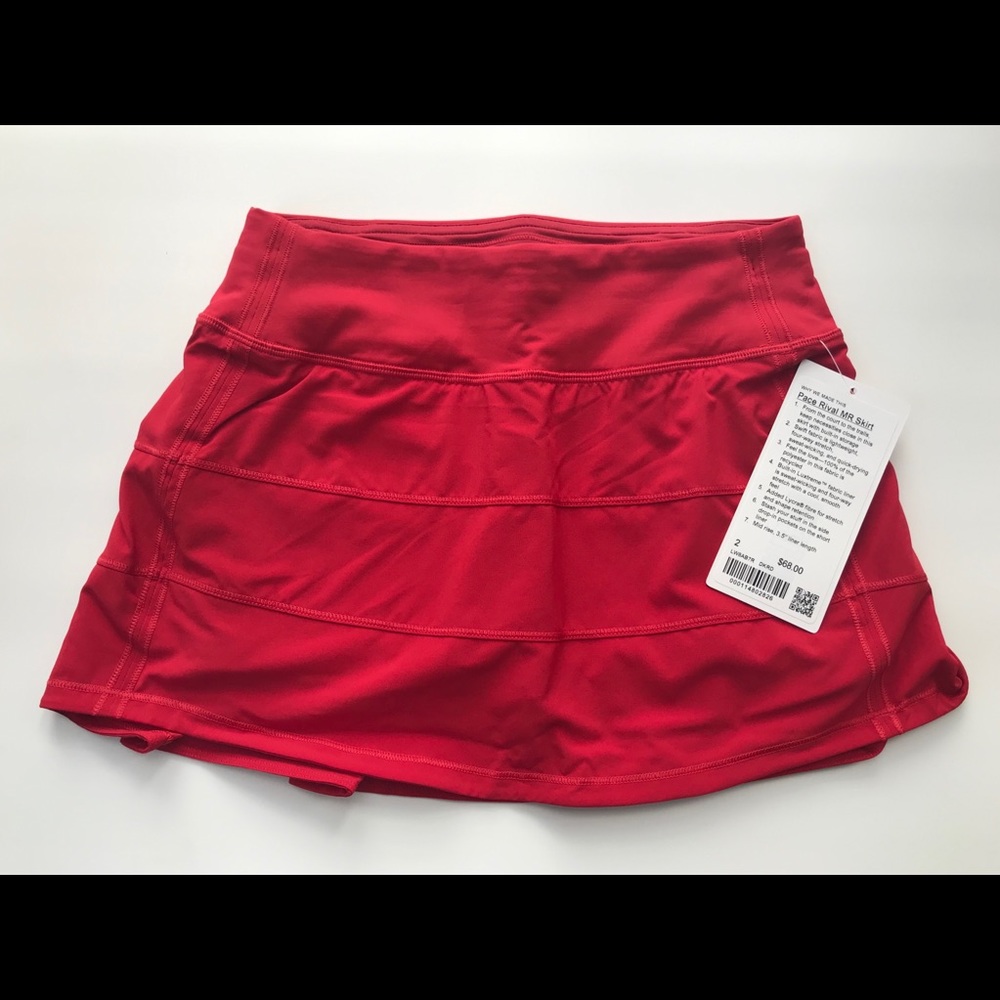 NWT Lululemon Pace Rival Skirt Dark Red - Picture 3 of 4